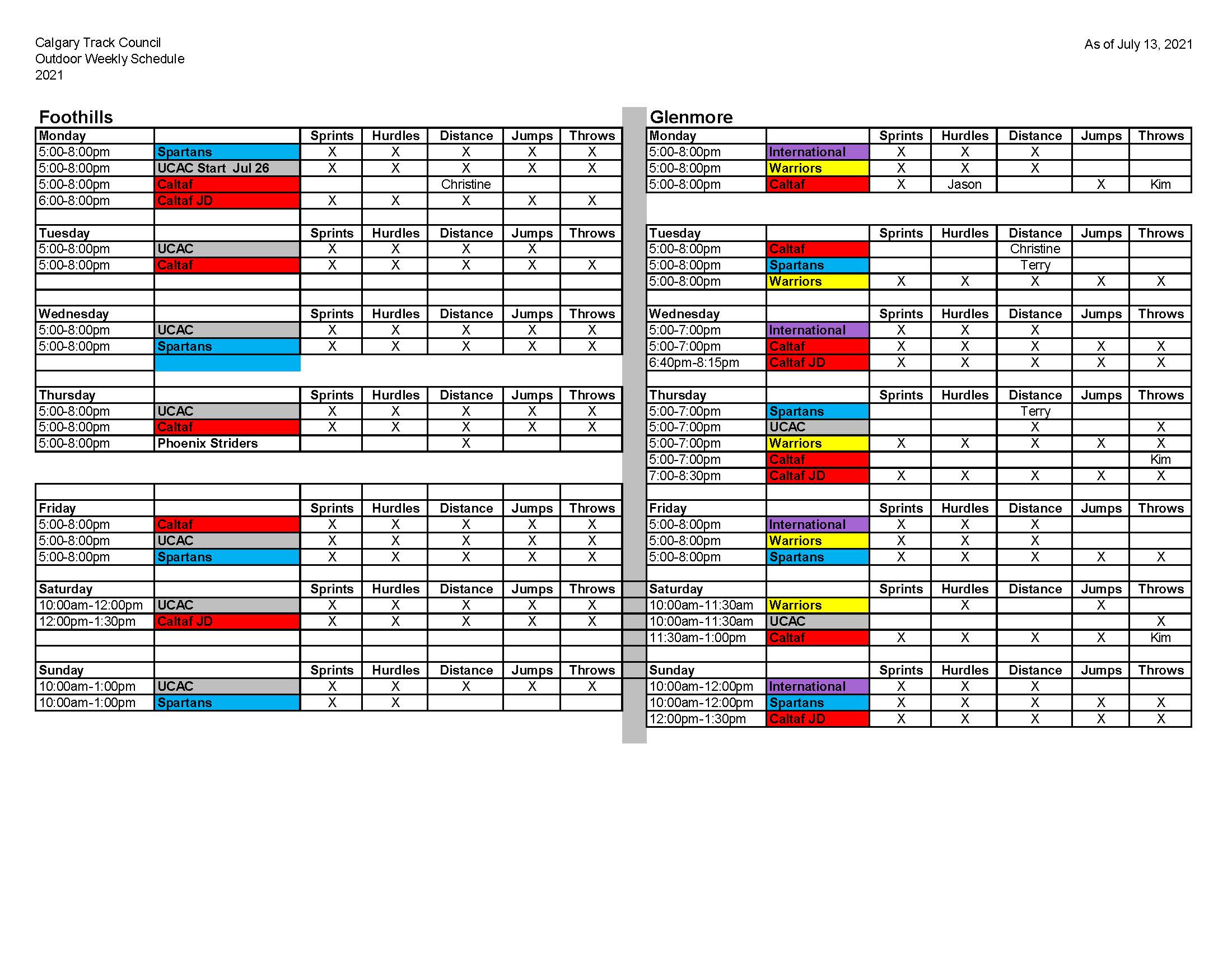 Calgary Track Council Bookings